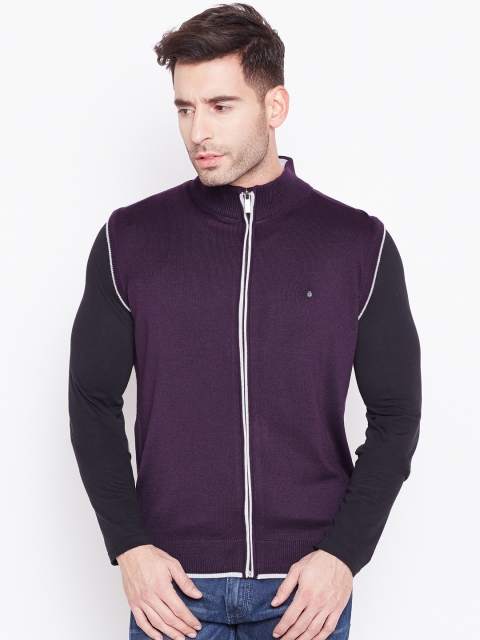 

Blackberrys Men Purple Solid Cardigan