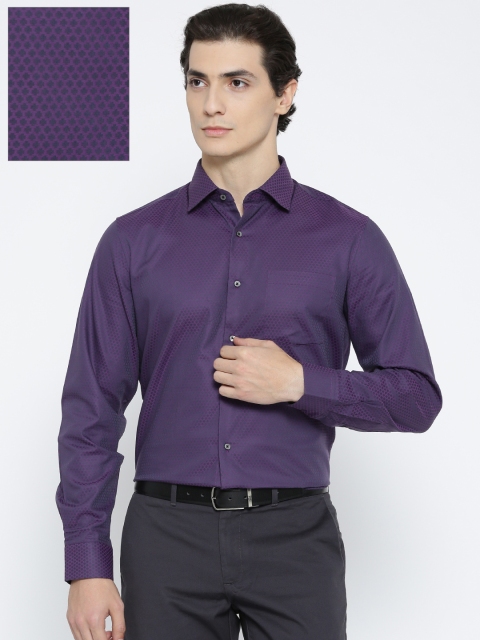 

Blackberrys Men Purple Slim Fit Self-Design Formal Shirt