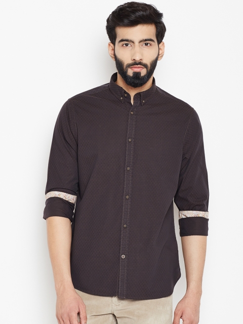 

Blackberrys Men Brown Regular Fit Self Design Casual Shirt
