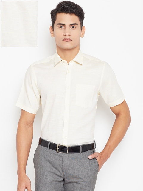 

Blackberrys Men Yellow Smart Self Design Formal Shirt