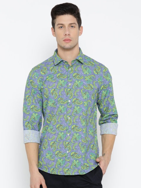 

Blackberrys Men Purple & Green Slim Fit Printed Casual Shirt