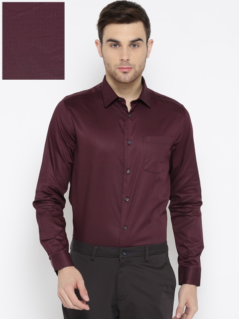 

Blackberrys Men Burgundy Slim Fit Printed Formal Shirt