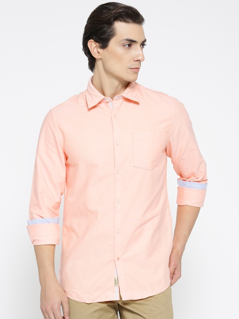 

Blackberrys Men Peach-Coloured Slim Fit Solid Casual Shirt