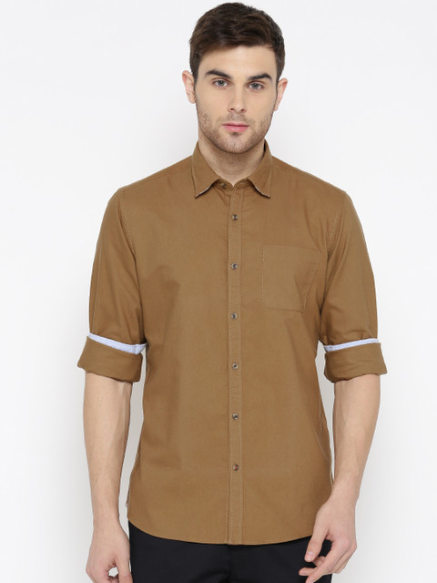 

Blackberrys Men Brown Slim Fit Solid Casual Shirt