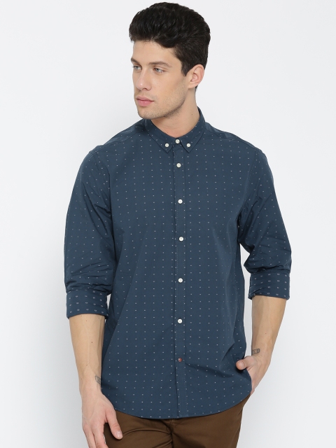 

Blackberrys Men Blue Slim Fit Self-Design Casual Shirt