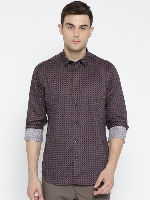 

Blackberrys Men Black & Purple Slim Fit Printed Casual Shirt