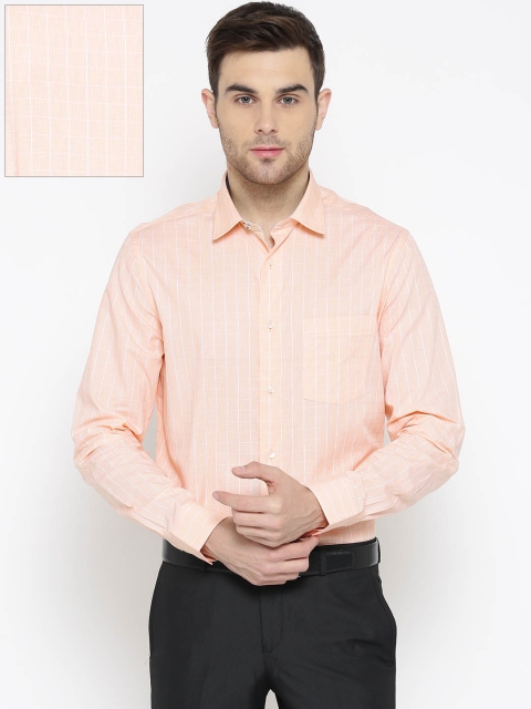 

Blackberrys Men Orange & White Slim Fit Checked Formal Shirt