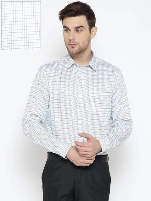 

Blackberrys Men Off-White & Green Slim Fit Checked Formal Shirt
