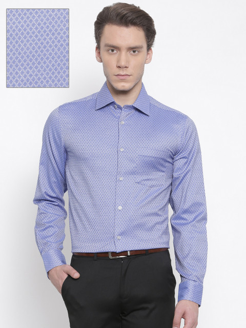 

Blackberrys Men Blue Smart Regular Fit Self Design Formal Shirt