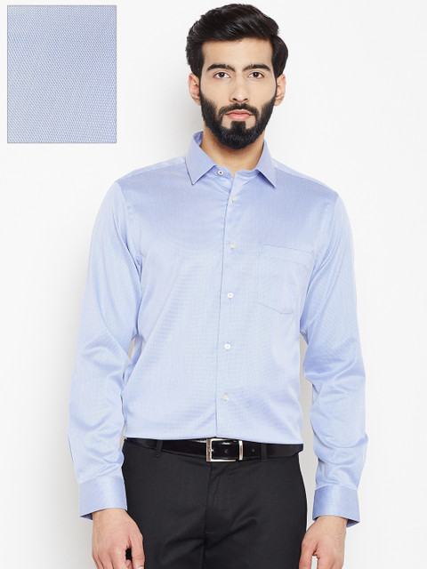 

Blackberrys Men Blue Smart Fit Self-Design Formal Shirt