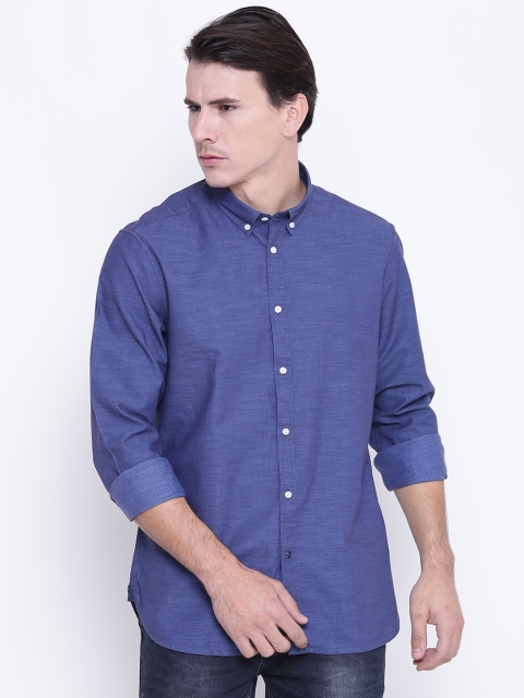

Blackberrys Men Blue Slim Fit Self-Design Casual Shirt