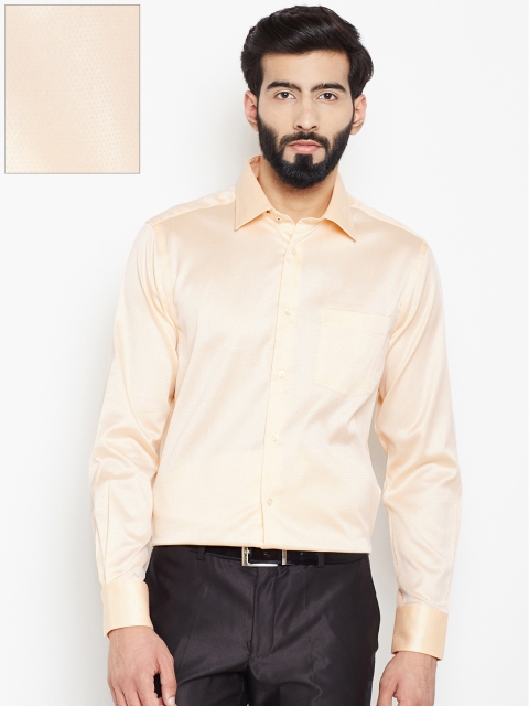 

Blackberrys Men Peach-Coloured Self-Design Formal Shirt