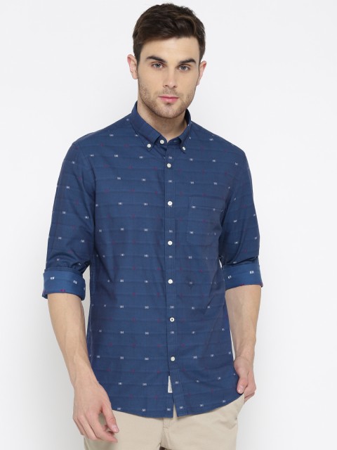 

Blackberrys Men Navy Slim Fit Self-Design Casual Shirt, Navy blue