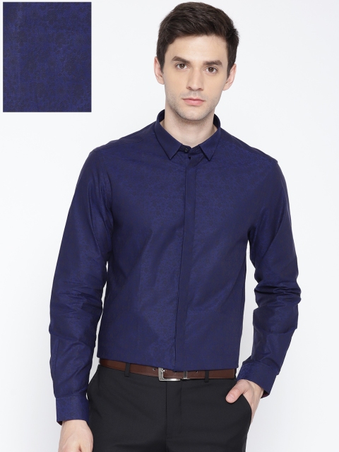 

Blackberrys Men Navy Slim Fit Self-Design Formal Shirt, Navy blue