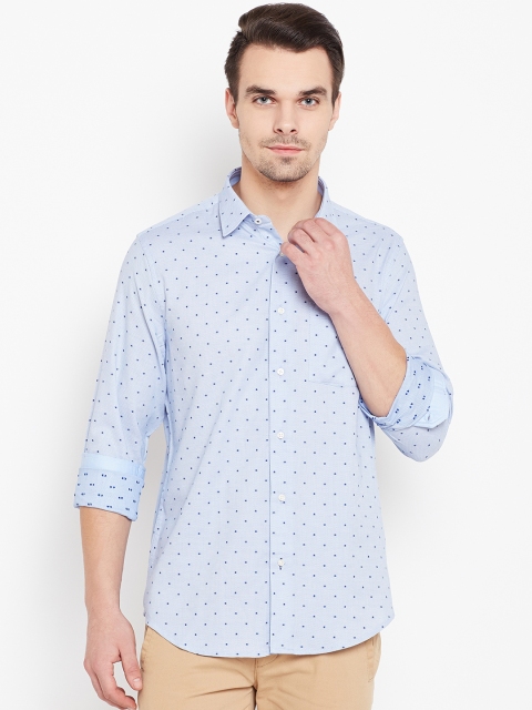 

Blackberrys Men Blue Slim Fit Self-Design Casual Shirt