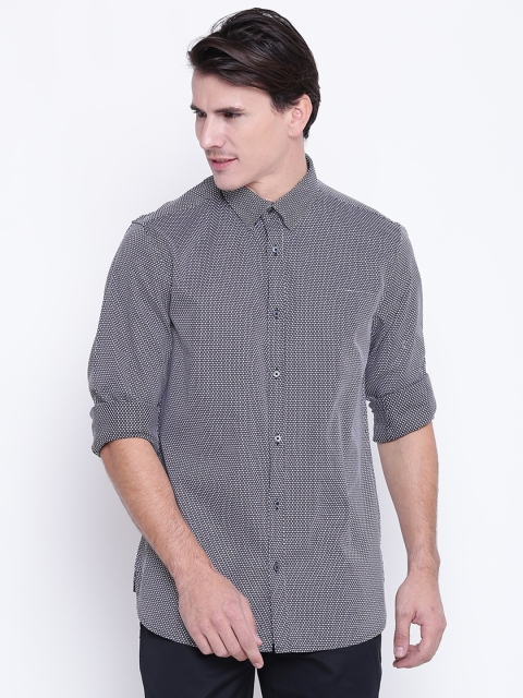 

Blackberrys Men Black & White Slim Fit Self-Design Casual Shirt