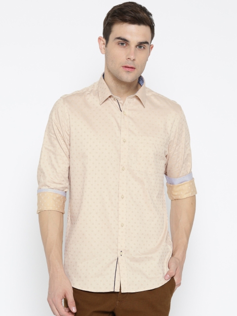 

Blackberrys Men Beige Slim Fit Self Design Casual Shirt
