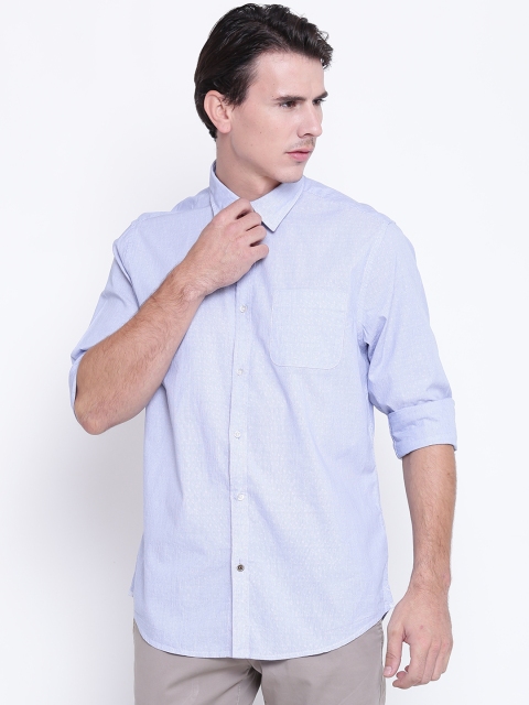 

Blackberrys Men Blue Slim Fit Pinstriped Self-Design Casual Shirt