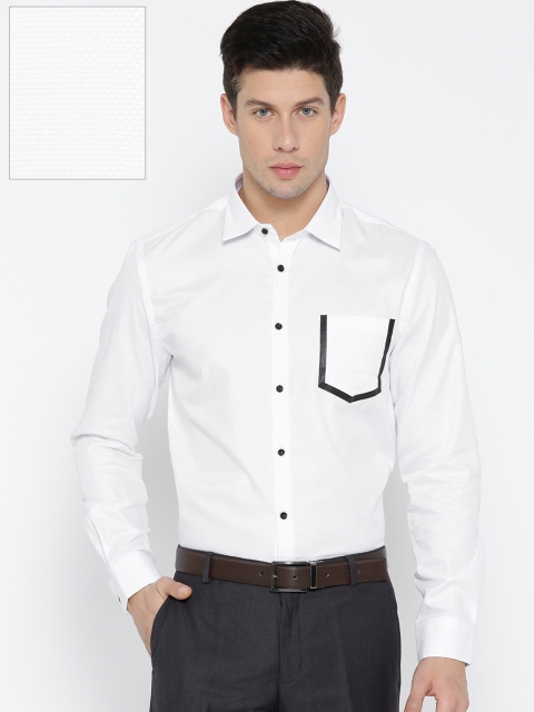 

Blackberrys Men White Slim Fit Self Design Formal Shirt