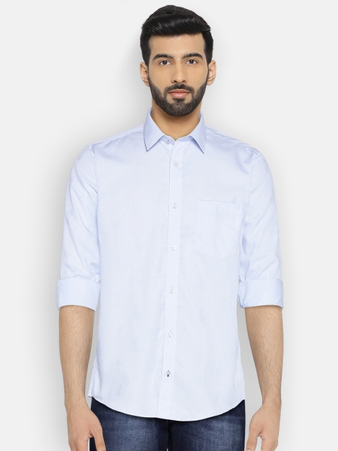 

Blackberrys Men Blue Slim Fit Self Design Casual Shirt