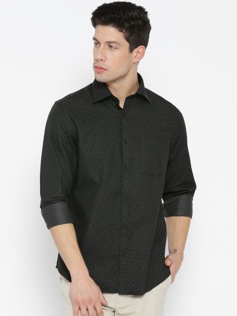 

Blackberrys Men Charcoal Grey Slim Fit Self Design Casual Shirt