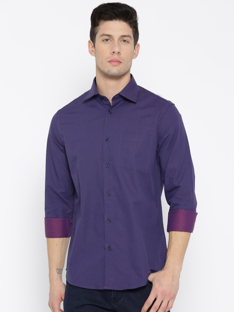 

Blackberrys Men Purple Slim Fit Self Design Casual Shirt