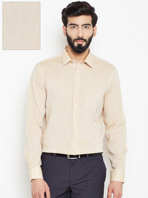 

Blackberrys Men Beige Solid Formal Shirt