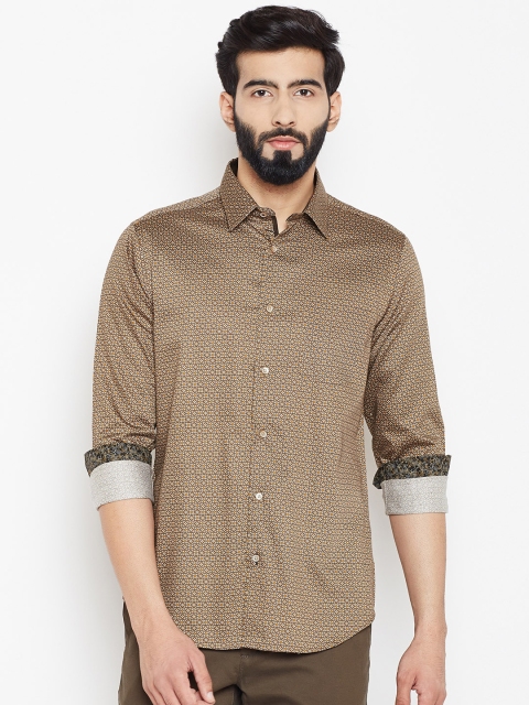 

Blackberrys Men Rust Brown & Off-White Printed Casual Shirt