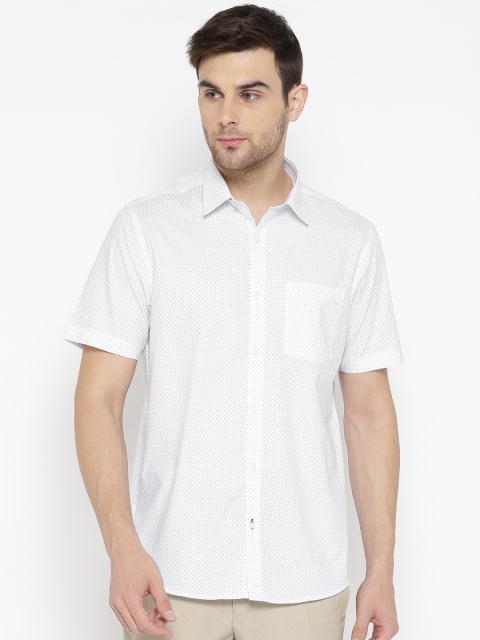 

Blackberrys Men White & Blue Smart Fit Printed Smart Casual Shirt