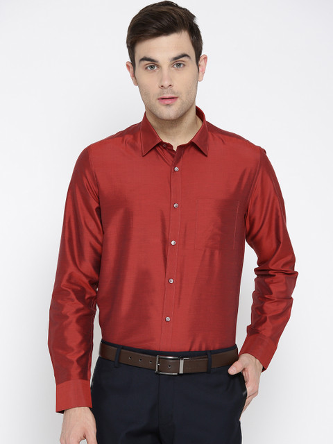 

Blackberrys Men Red Slim Fit Solid Partywear Shirt