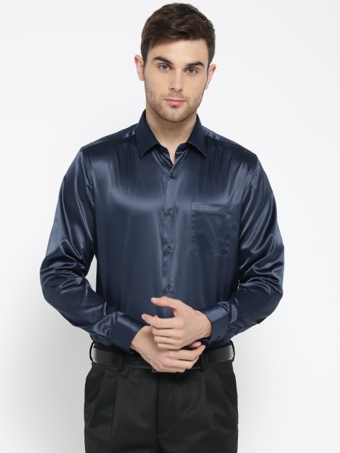 

Blackberrys Men Navy Slim Fit Solid Partywear Shirt, Navy blue