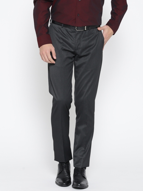

Blackberrys Men Charcoal Grey Solid Formal Trousers