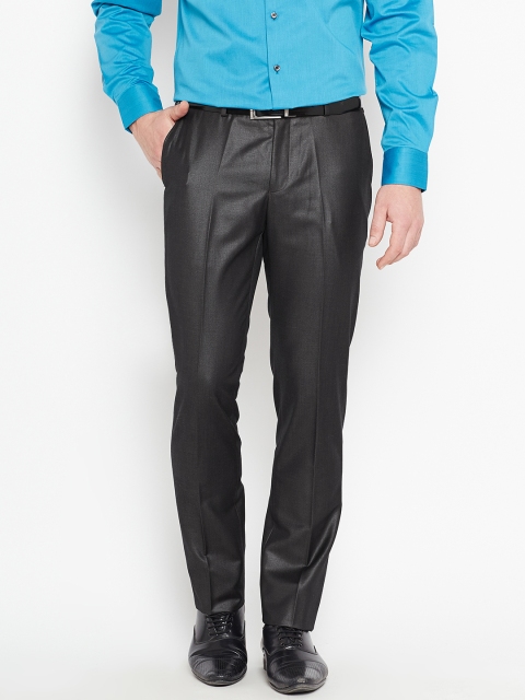 

Blackberrys Men Black Tapered Fit Solid Formal Trousers