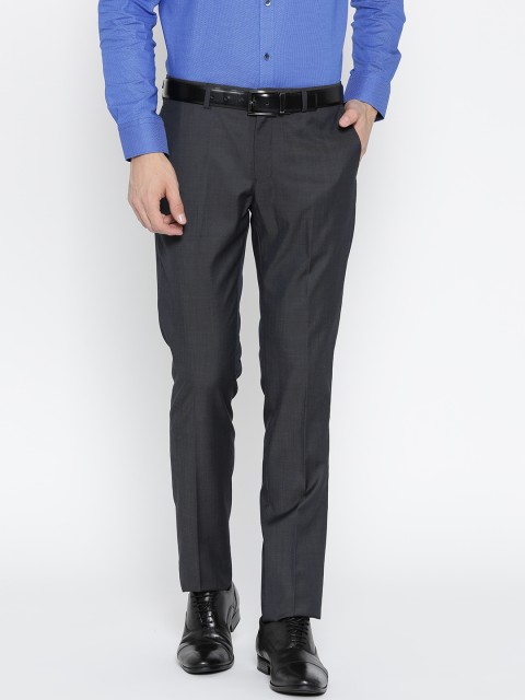 

Blackberrys Men Charcoal Grey Sharp Fit Solid Formal Trousers