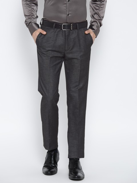 

Blackberrys Men Charcoal Grey Sharp Fit Solid Formal Trousers