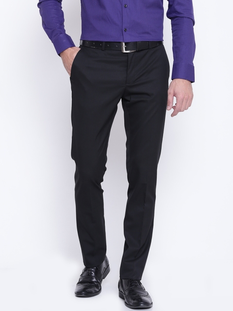 

Blackberrys Men Black Solid Formal Trousers