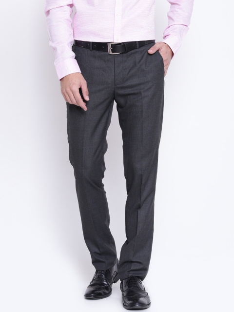 

Blackberrys Men Charcoal Grey Sharp Tapered Fit Solid Formal Trousers