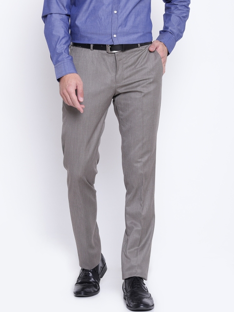 

Blackberrys Men Beige Solid Formal Trousers