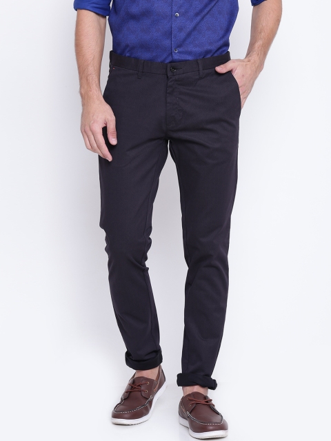 

Blackberrys Men Navy Blue Regular Fit Printed Regular Trousers
