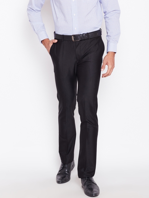 

Blackberrys Men Black Tapered Fit Solid Formal Trousers