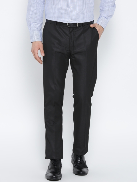 

Blackberrys Men Black Solid Formal Trousers
