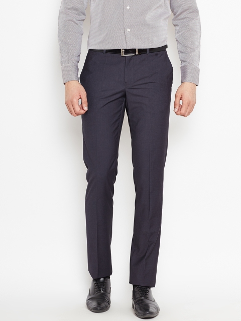 

Blackberrys Men Charcoal Grey Solid Formal Trousers