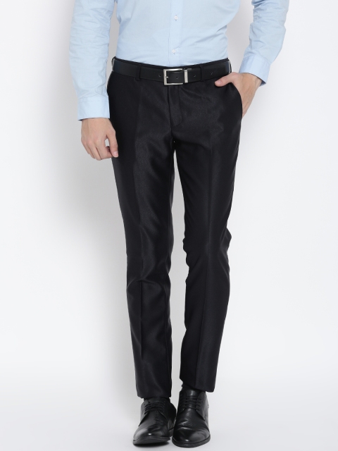 

Blackberrys Men Navy Blue Sharp Fit Solid Formal Trousers