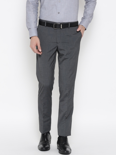 

Blackberrys Men Charcoal Grey Solid Formal Trousers