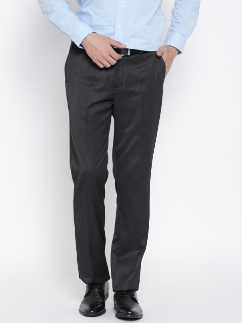 

Blackberrys Men Charcoal Grey Sharp Fit Solid Formal Trousers