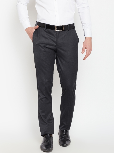 

Blackberrys Men Charcoal Grey Sharp Fit Solid Formal Trousers