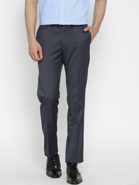 

Blackberrys Men Navy Blue Solid Formal Trousers