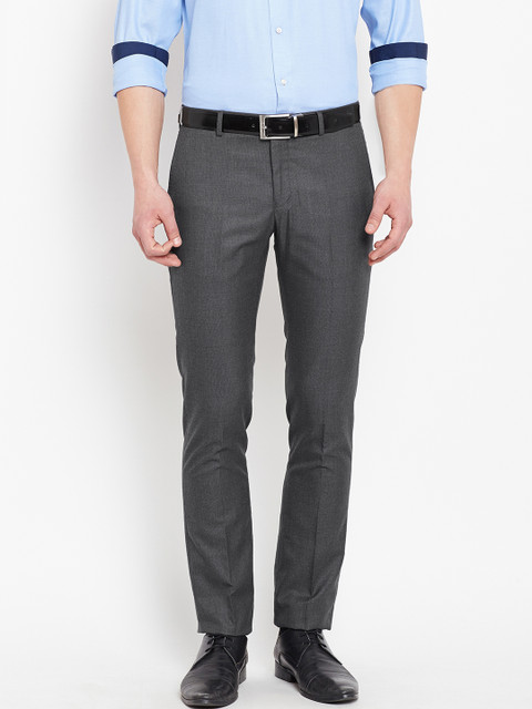 

Blackberrys Men Grey Regular Fit Solid Formal Trousers