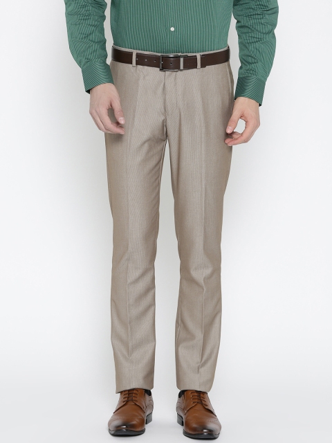 

Blackberrys Men Beige Sharp Fit Solid Formal Trousers