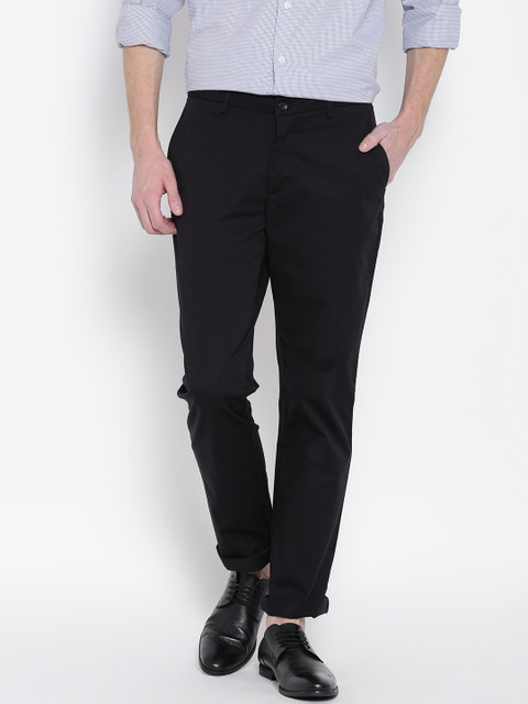 

Blackberrys Men Black Sharp Fit Solid Smart Casual Trousers